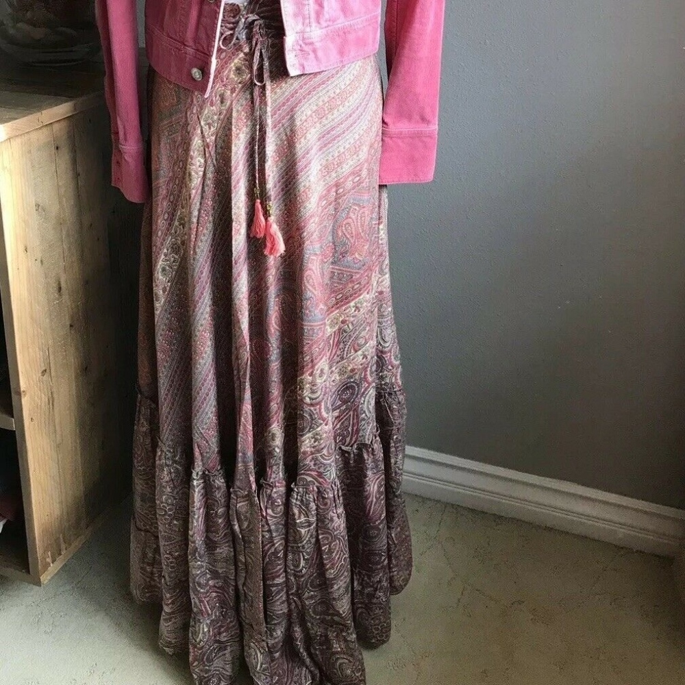 🔴 SOLD ✔️KARMA HIGHWAY Boho Pink Coral Maxi Skirt
